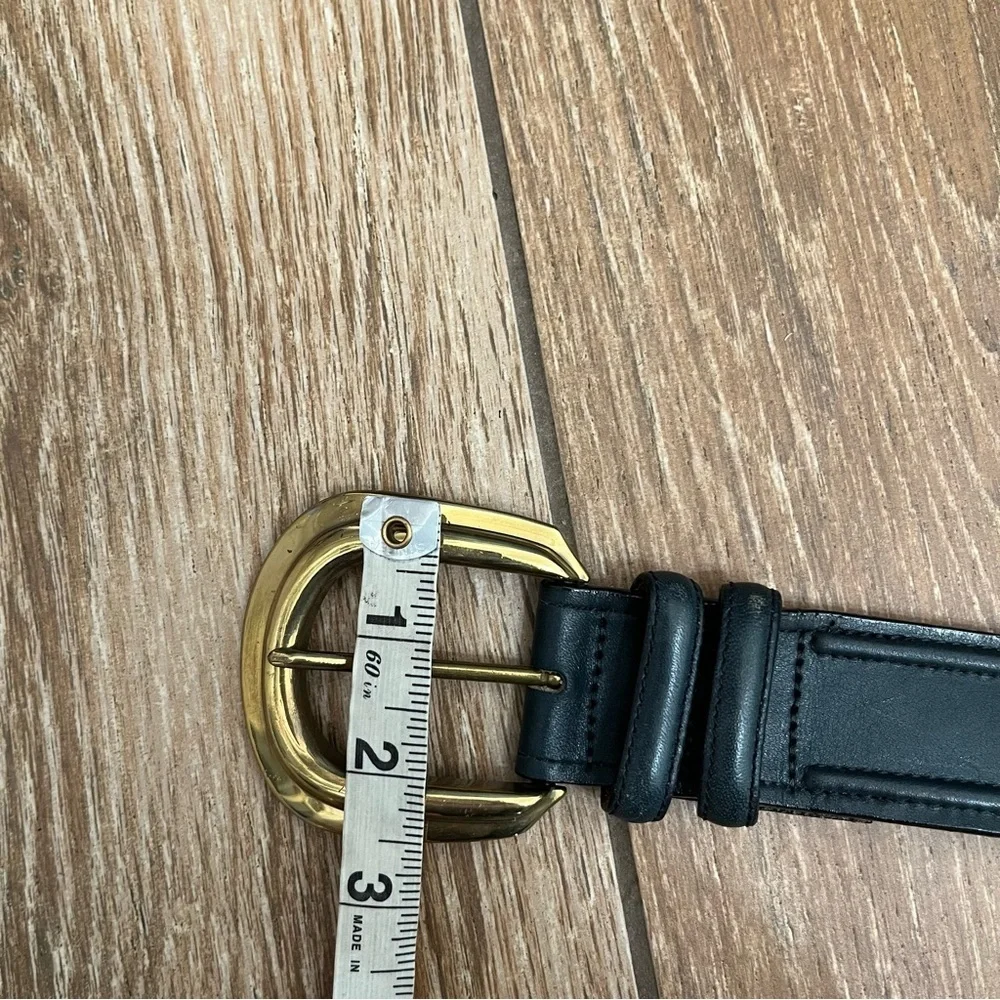 Vintage Brighton Blue Leather Belt Brass Buckle 1991